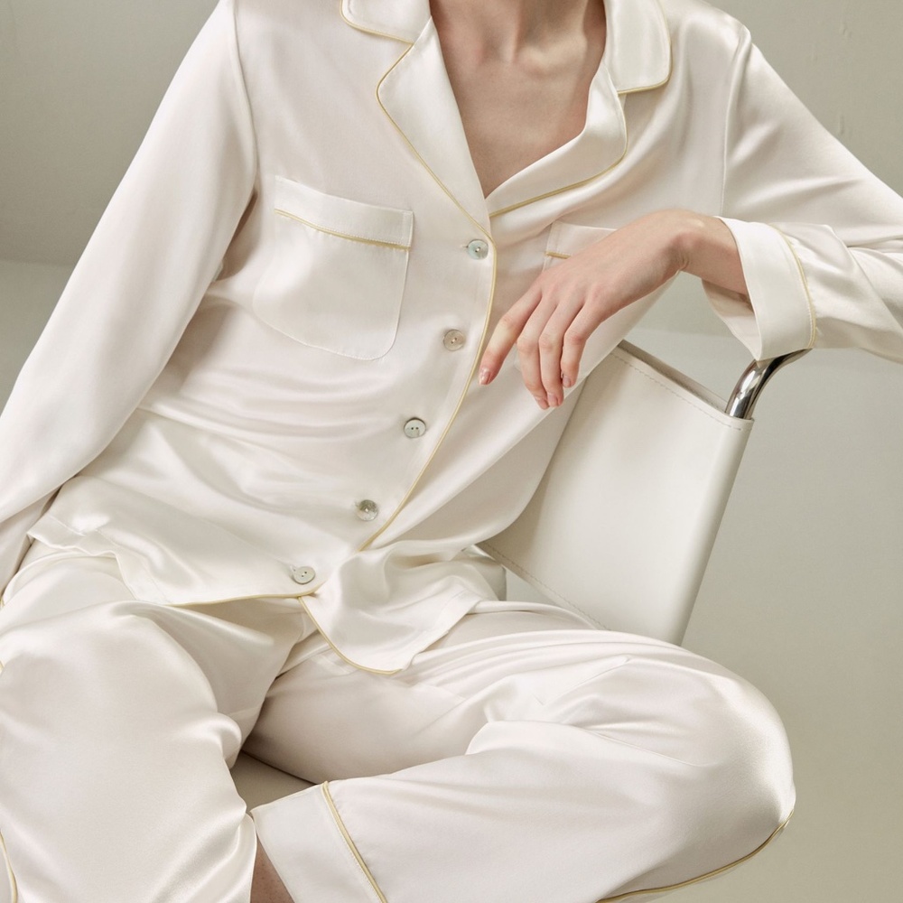 LADYSILK Gold Piping Silk Pajamas Set Brand New Size M MEDIUM US 8-10